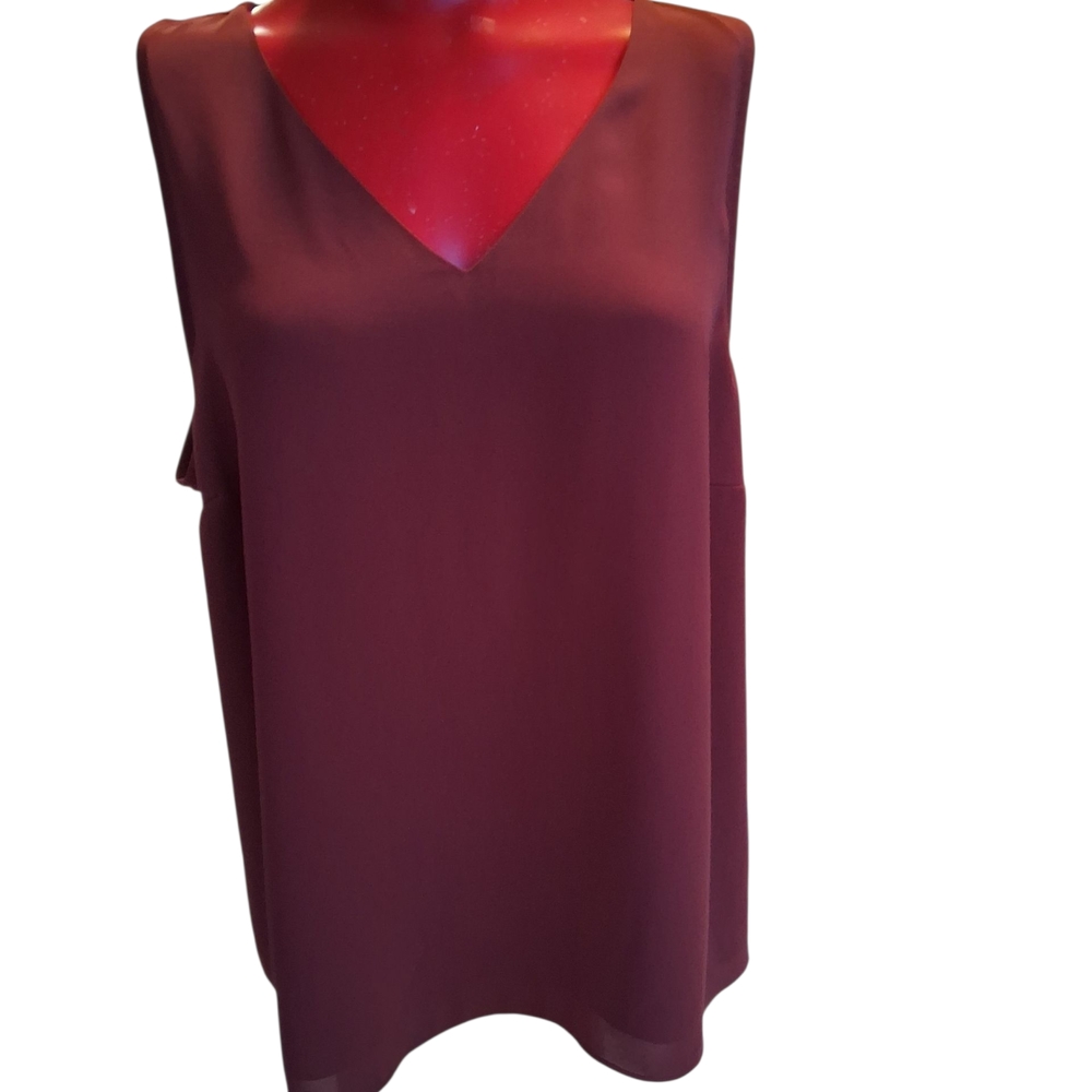 Nine West V-Neck Sleeveless Top in Deep Burgundy